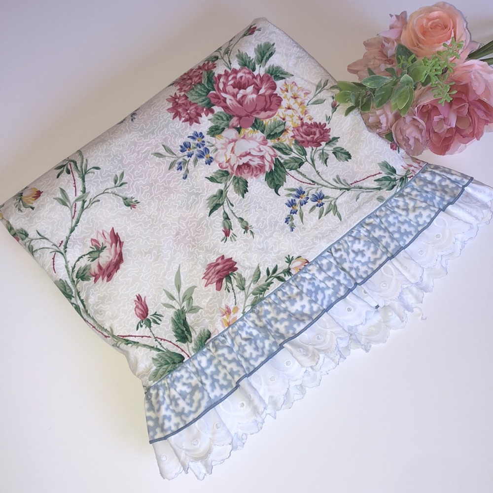 Floral Waverly Twin Flat Sheet White Waverly Flowers Flat Sheet Eyelet